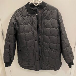 Madewell Quilted Oversized Bomber Jacket, Black, Size S, NWOT